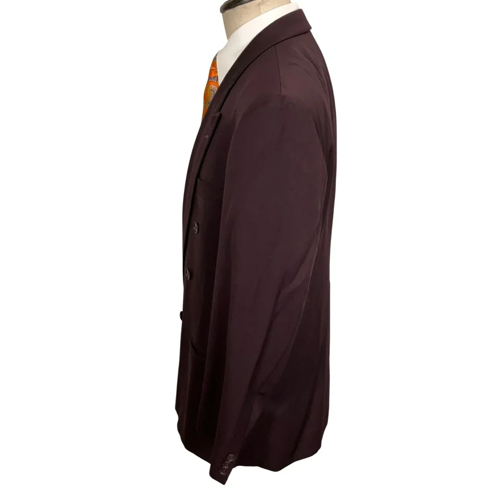 Diamond Company Blazer Mens 42R Eggplant Double Breasted Corporate Executive VTG